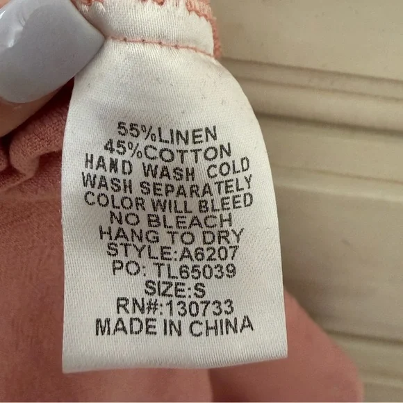 Umgee Oversized Pink Linen Boho Top - Picture 4 of 4